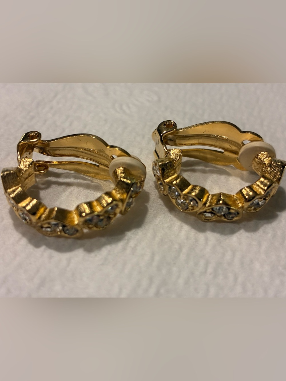 Gold Crystal Hoop Clip-On Earrings